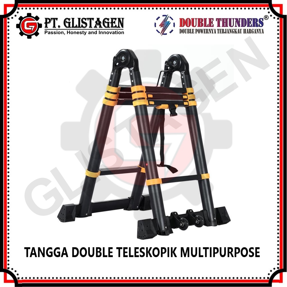 Tangga Lipat Teleskopik Multipurpose Double ( 4.1M+4.1M = 8.2M )