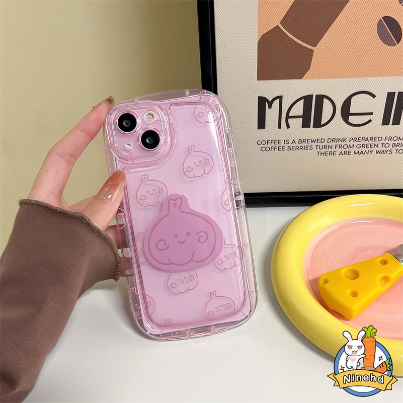 IPHONE Casing Kompatibel Untuk Iphone14 13 12 11 Pro Max X Xr Xs Max8 7 6 6s Plus Pink Garlic Phone Case Tanpa Bracket Penebalan Shockproof Protection Camera Soft Case Cover Pelindung