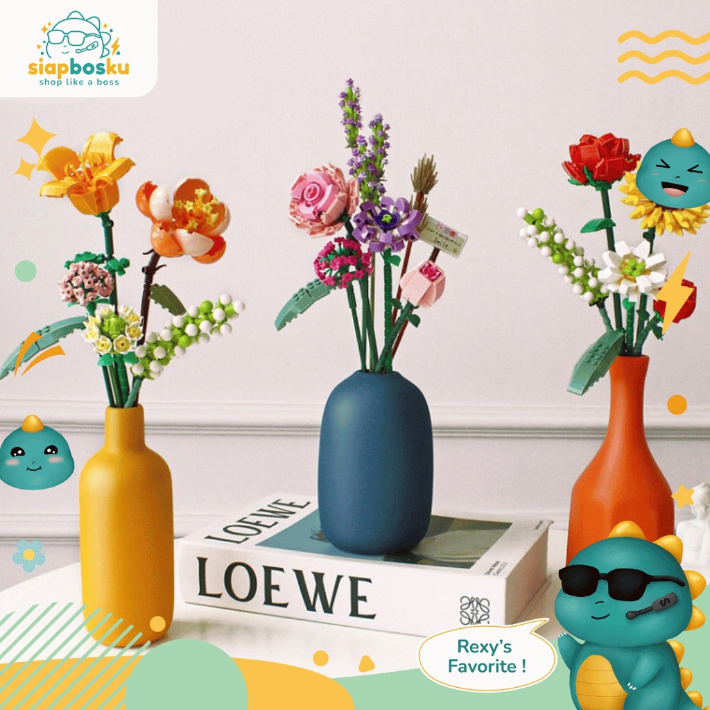 LOZ DIY MAINAN BLOK BUNGA ABADI FLOWER BRICK BLOCK DEKORASI MEJA - MIX ETERNAL FLOWER