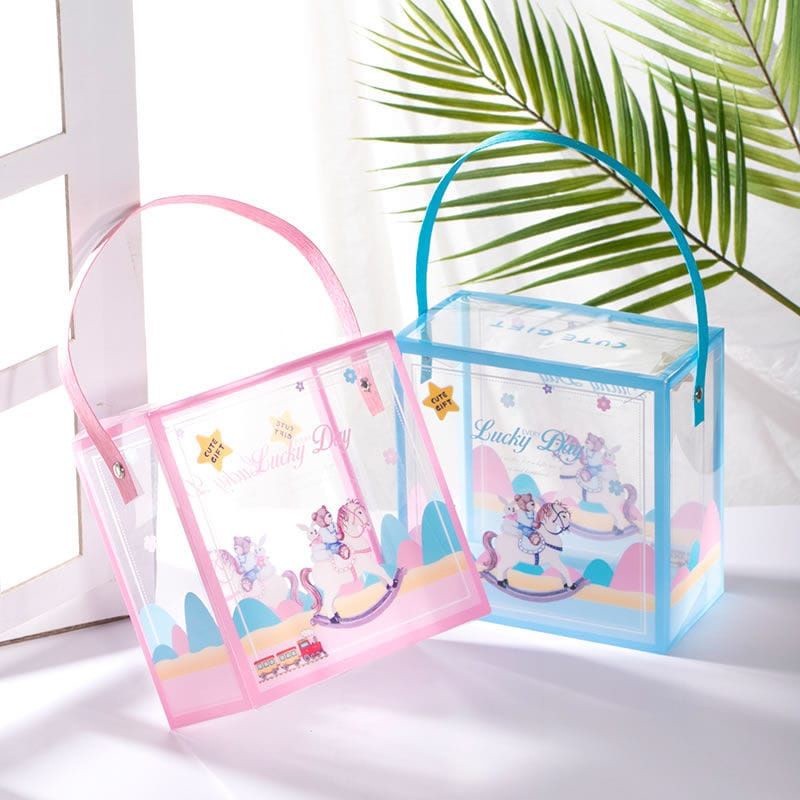 

box mika souvenir hampers baby/kotak hadiah ulang tahun anak lucu motif kuda/ tas jinjing mika