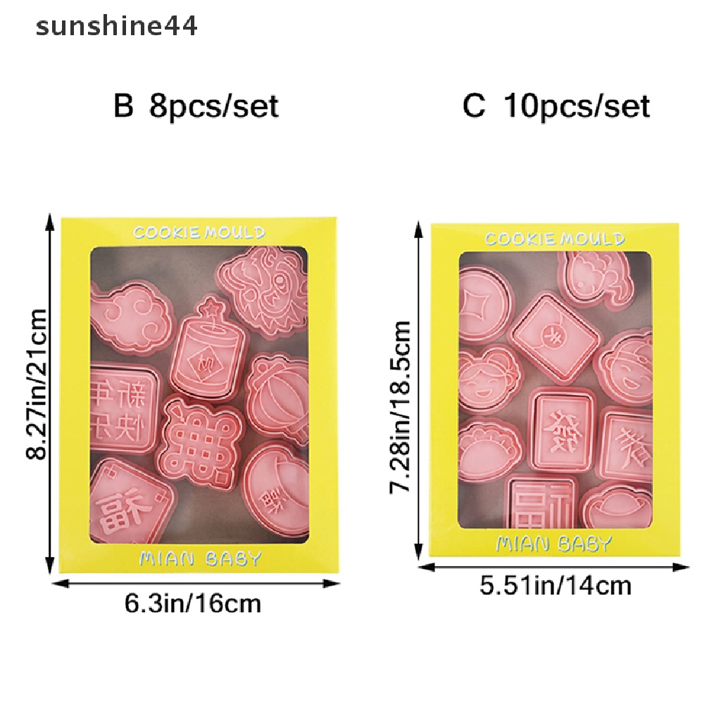 Sunshine8/10pcs 2023tahun Baru Cina Kartun Biskuit Cetakan Cookie Cutter Baking Mold.