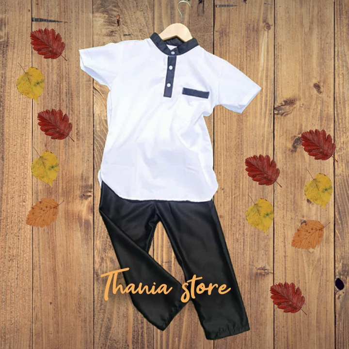 baju koko anak laki laki setelan hitam putih usia 1-12 tahun