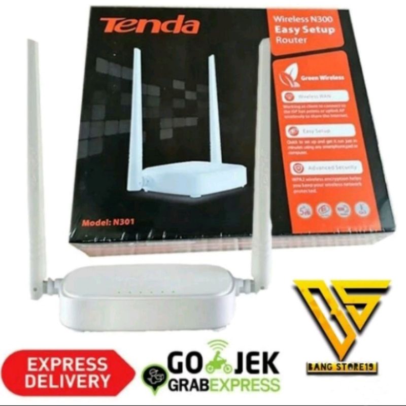 Tenda N301 Wireless Router 2 Antenna - White BOX: HITAM