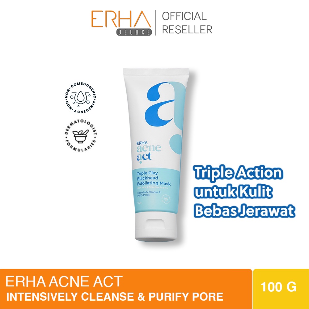 ERHA Acneact Triple Clay Blackhead Exfoliating Mask - Masker Komedo Wajah