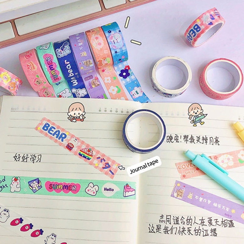 [Harga Grosir] Kartun Jepang Lucu Beruang Kelinci Washi Tape Stiker Scrapbooking DIY Jurnal Pita Perekat Kawaii Gadis Tangan Akun Dekoratif Masking Tape Alat Tulis Sekolah