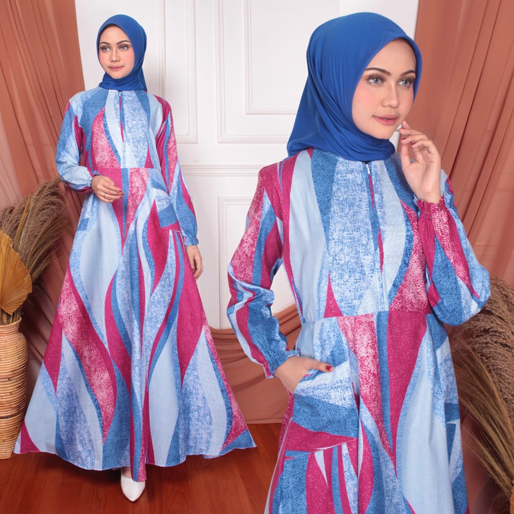 LS 483 - Maxy Dress Motif Homey Dress Gamis Wanita Muslim Katun Apel
