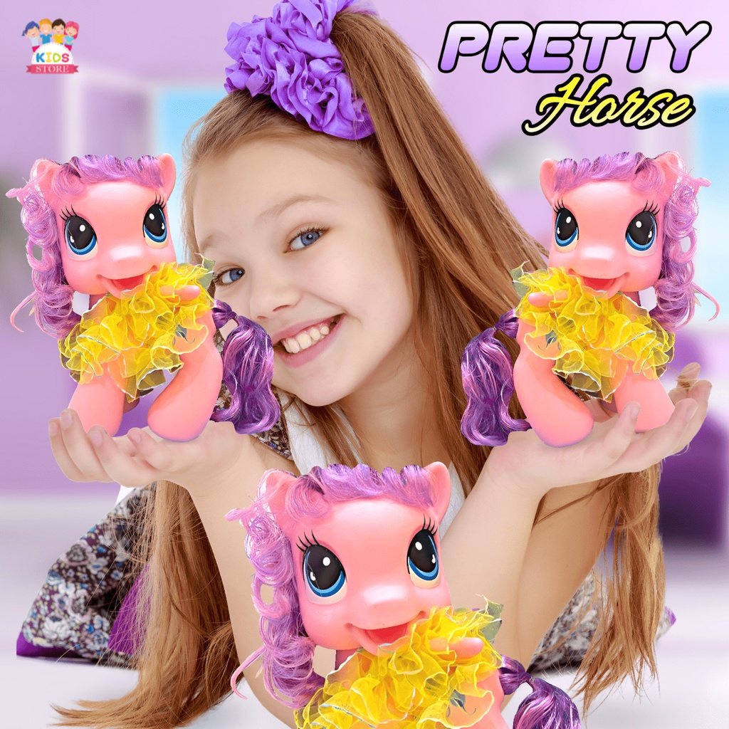 Mainan Kuda Pony Lampu &amp; Musik | Mainan Anak Perempuan 2-3-4-5-6-7 Tahun Pretty Horse Pony | Kado Ulang Tahun Anak Cewek