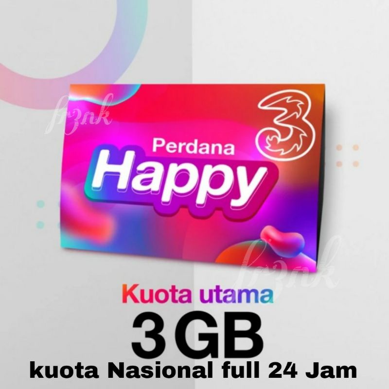 Kartu Perdana Tri 3 Three Happy kuota 3GB