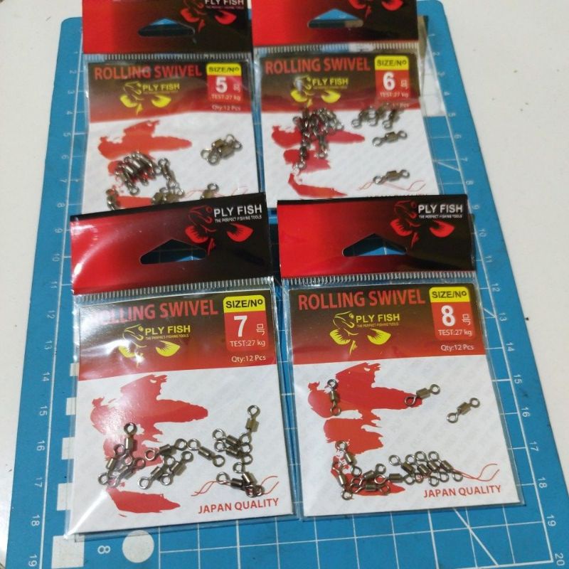 ROLLING SWIVEL Kili Klili Anting Pancing Ply Fish 5 6 7 8