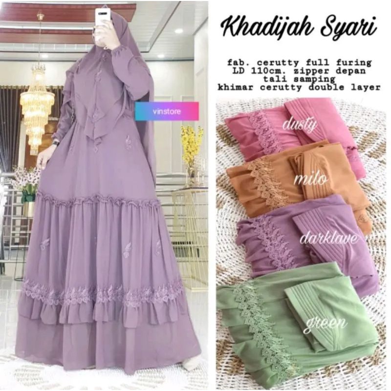 KHADIJAH SYAR'I GAMIS SET KHIMAR BAHAN CERUTY