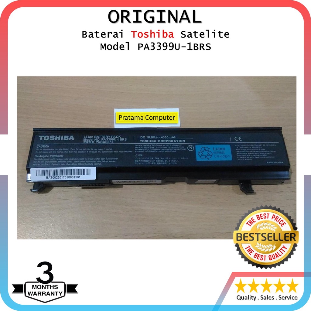 Baterai Original TOSHIBA PA3399U-2BRS PA3399U-1BRS PABAS076