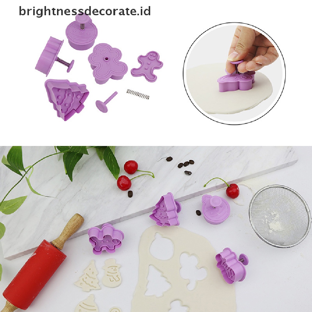 [Birth] 4pcs/set Cetakan Kue Kering Seri Natal Pressable Biscuit Mold Cookie Kitchen [ID]