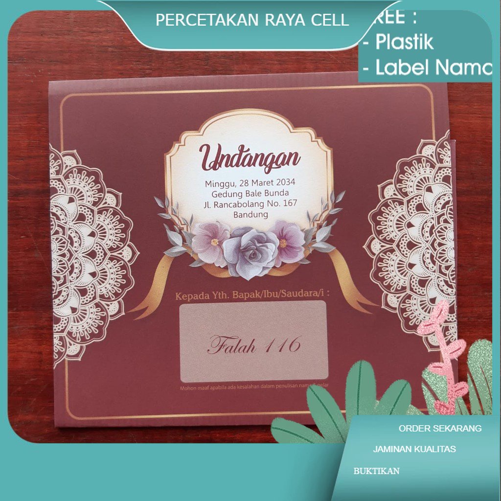 

Undangan Pernikahan Rustik Elegan Cantik Kode Falah 116 Sudah Cetak Harga Murah