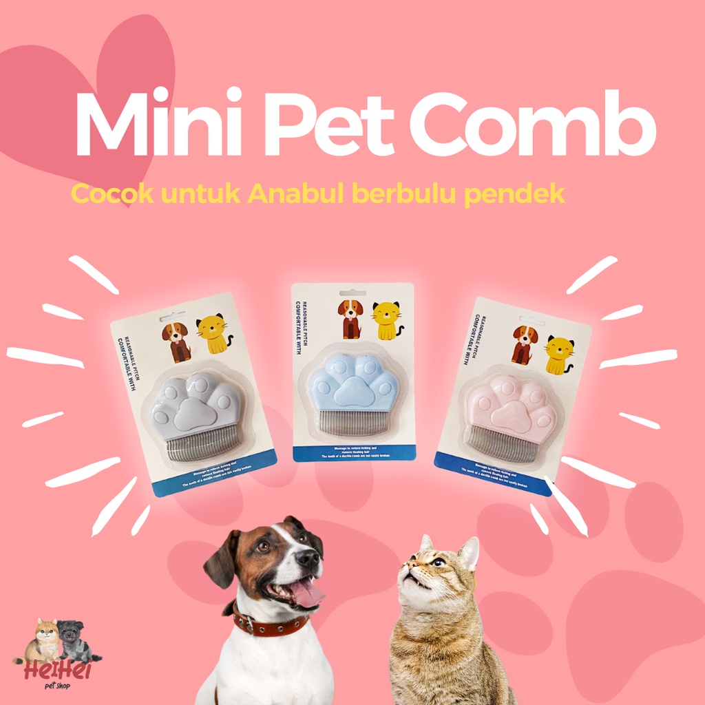 Mini Pet Comb - Sisir Pijat Kucing Anjing Bulu Pendek - Pet Dog Cat Brush