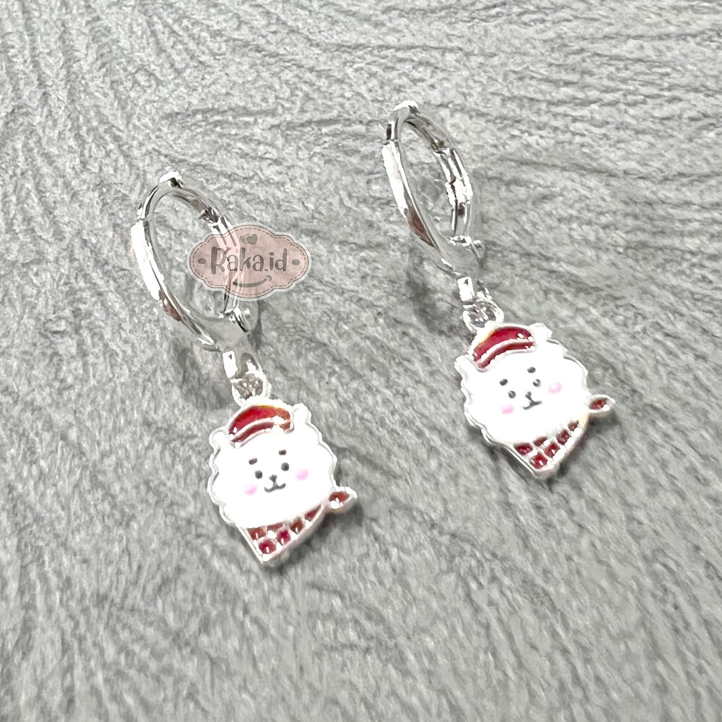 Anting Korean Style Anting Clip Bulat Motif Topi Kepala RJ BT21 BTS 1233