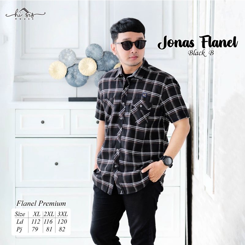 KEMEJA FLANEL JONAS BY HI SIS HOUSE | Kemeja Flanel Premium Lengan Pendek