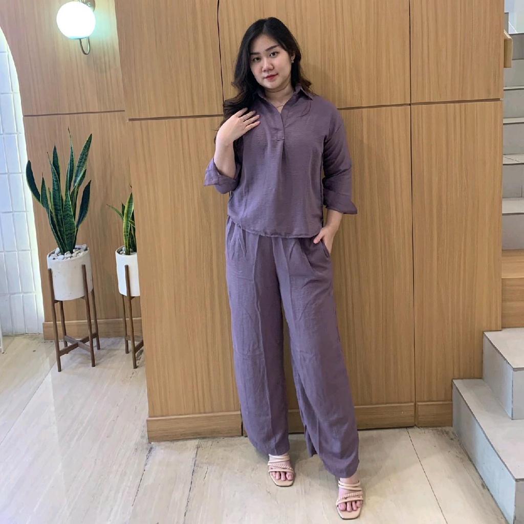 Widya oneset | Set crinkle kemeja x Kulot