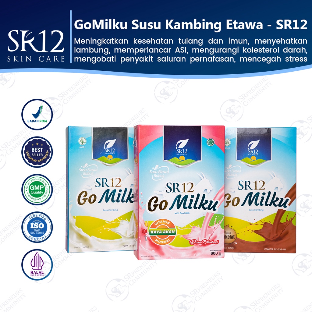 GOMILKU SR12 SUSU KAMBING / GO MILKU SUSU ETAWA KUALITAS PREMIUM / GOAT MILK BUBUK TANPA GULA BPOM