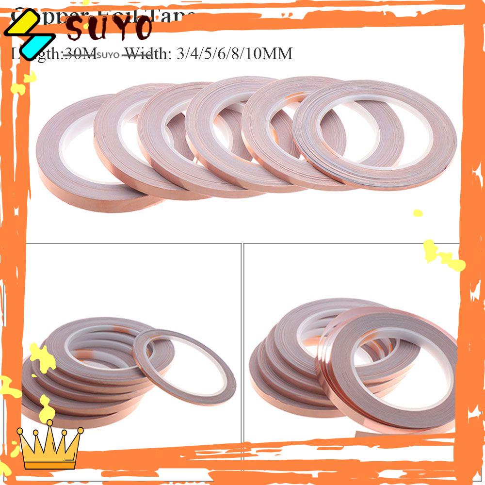 Suyo 1PC Copper Foil Tape 25meter Lem EMI Perekat Strip Akrilik