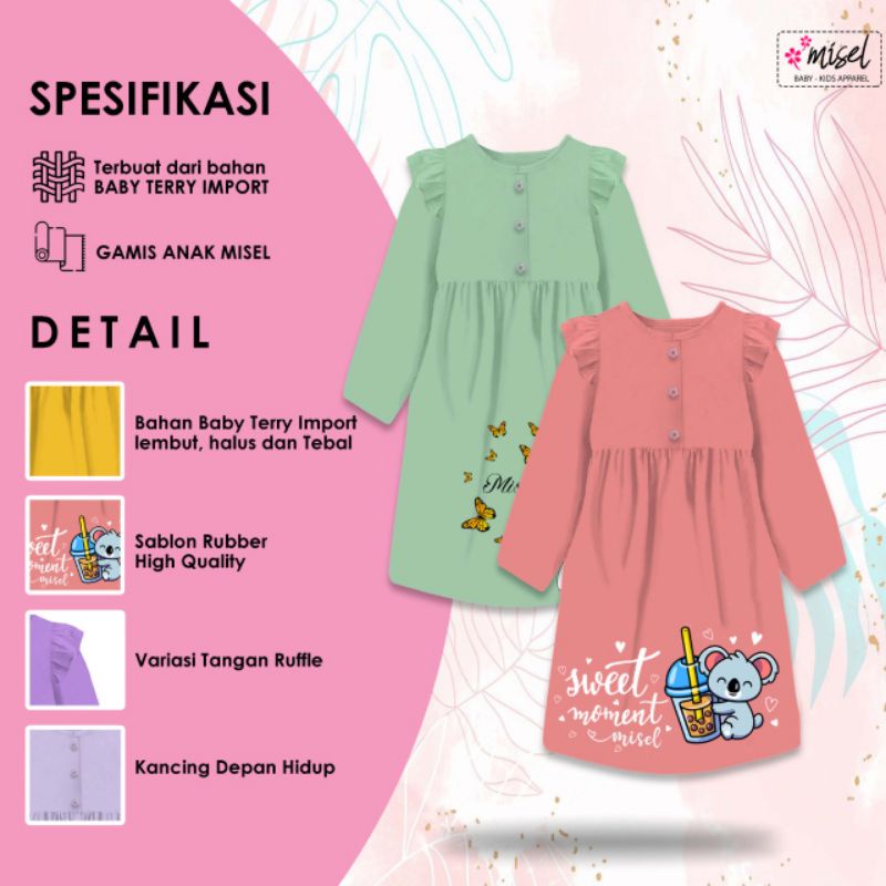 (3 - 10 Tahun) Pakaian Baju Long Dress Gamis Muslim Anak Anak Perempuan Cewek Misel Gamis Usia 3 4 5 6 7 8 9 10 Tahun