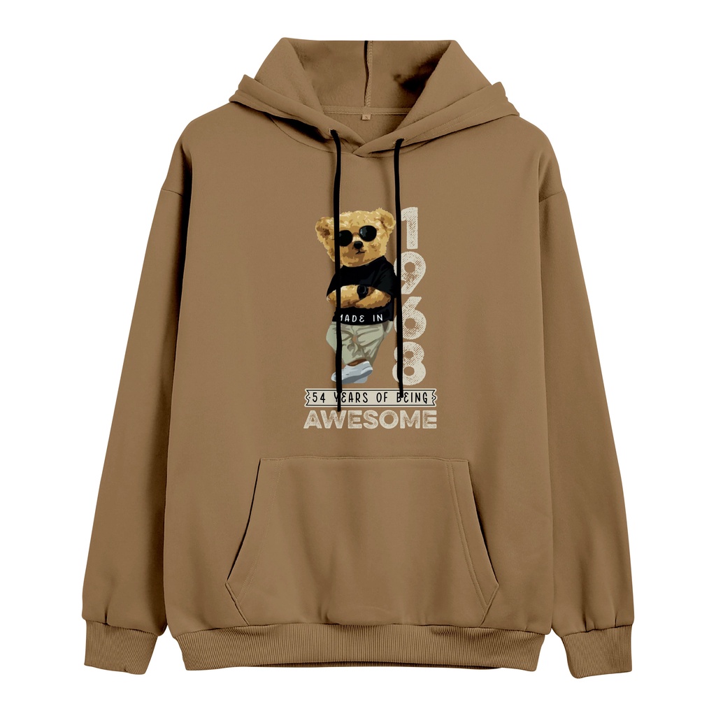 Jumper Hoodie Anak Bear Awesome 1968 II Jaket Hoodie Anak Viral II Sweater Hoodie Kids Sz M - XL ( Laki Laki &amp; Peremepuan )