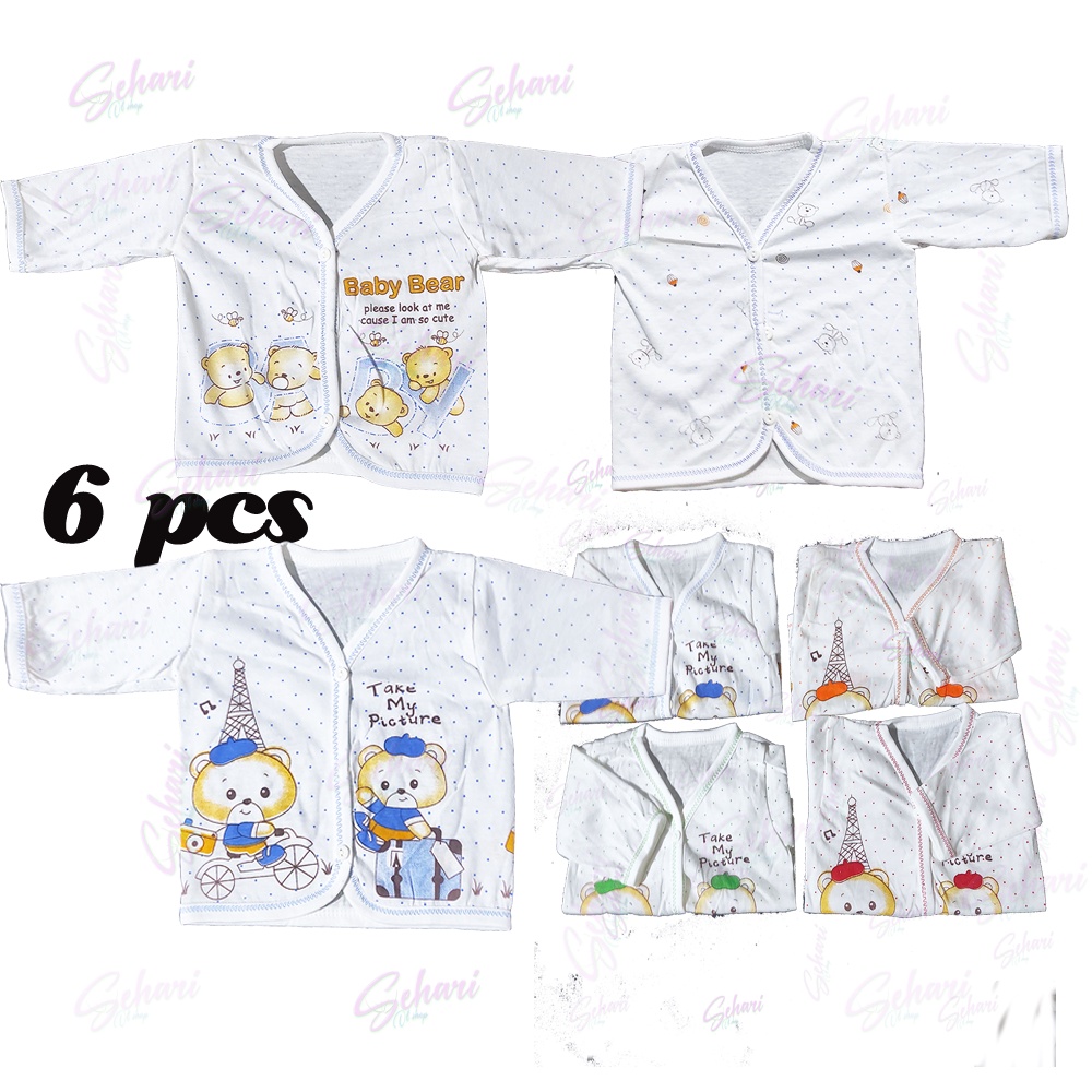 6 │ 3 pcs atasan panjang / baju panjang bayi new born ( baru lahir - 3 bulan ) MACAM MACAM MOTIF