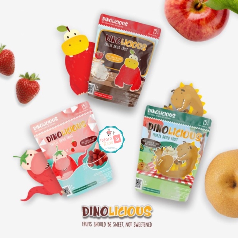 Dinolicious Freeze Dried Fruit Chip 15gr | Snack Cemilan Sehat Bayi Anak 100% Buah Fruit Asli