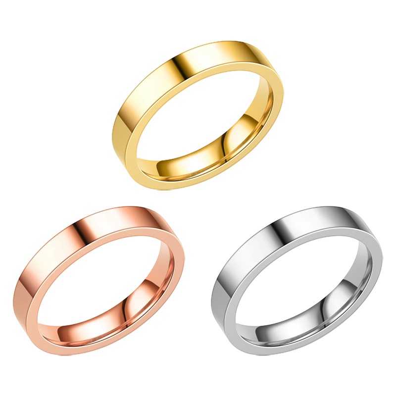 Fashion Stainless Steel Cincin Sederhana 4 mm Glossy Rings Untuk Wanita Pria Pecinta Perhiasan Pernikahan Pertunangan Pesta Fashion Hadiah