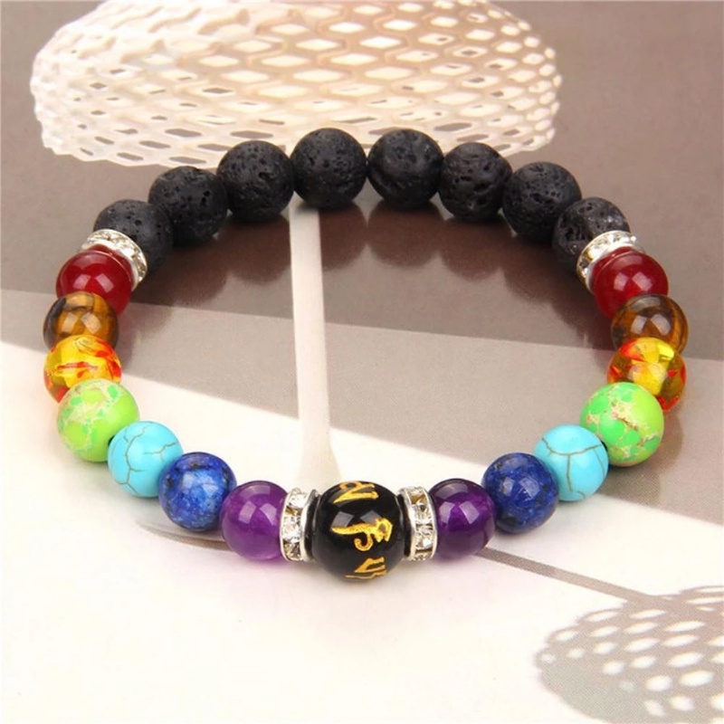 Fashion Seven Chakra Healing Yoga Bracelet/Gelang Yoga Rantai Tali Dikepang