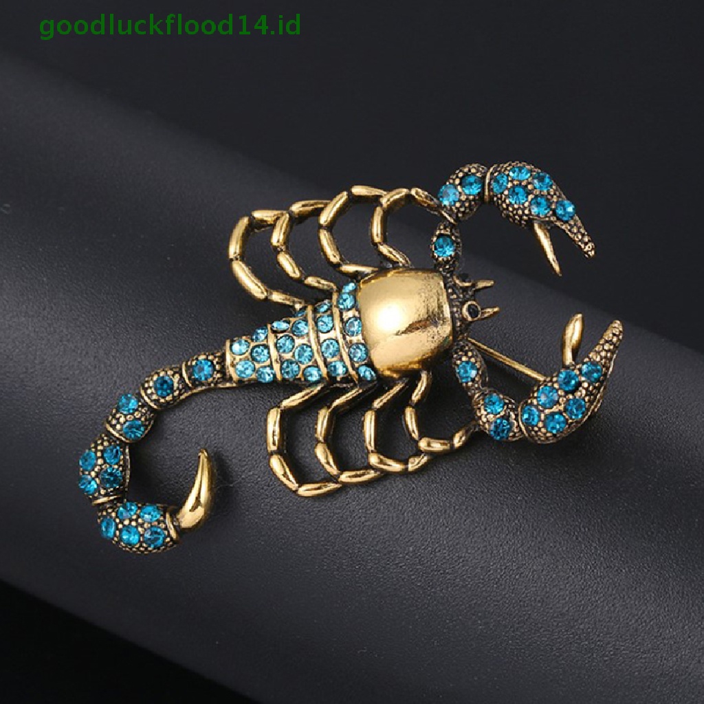 [GOOGFOUR] 1pc Bros Scorpion Dengan Berlian Imitasi Gold Alloy Brooch Pin Vintage Kristal  [Atasan]