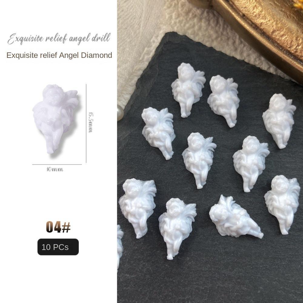 AUGUSTINA Agustina Angel Dekorasi Kuku Resin Retro Manicure Aksesoris Hiasan Kuku Baroque Angel Malaikat Bayi 3D Perhiasan Kuku