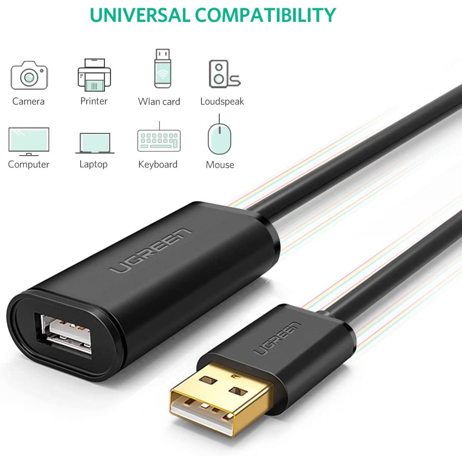 UGREEN Kabel USB 2.0 Extension Aktif USB male to female goldplated