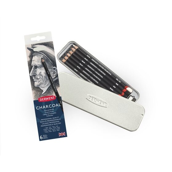 

Charcoal Derwent Charcoal Pencil Tin Set 6