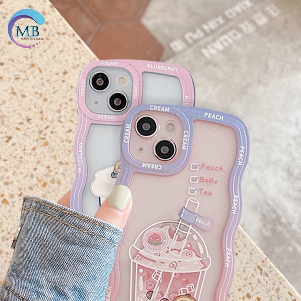 SS132 CASING SOFTCASE PEACH BOBA TEA FOR FOR IPHONE 7 8 7+ 8+ X XS XR MAX 11 12 13 14 PRO MAX MB4235