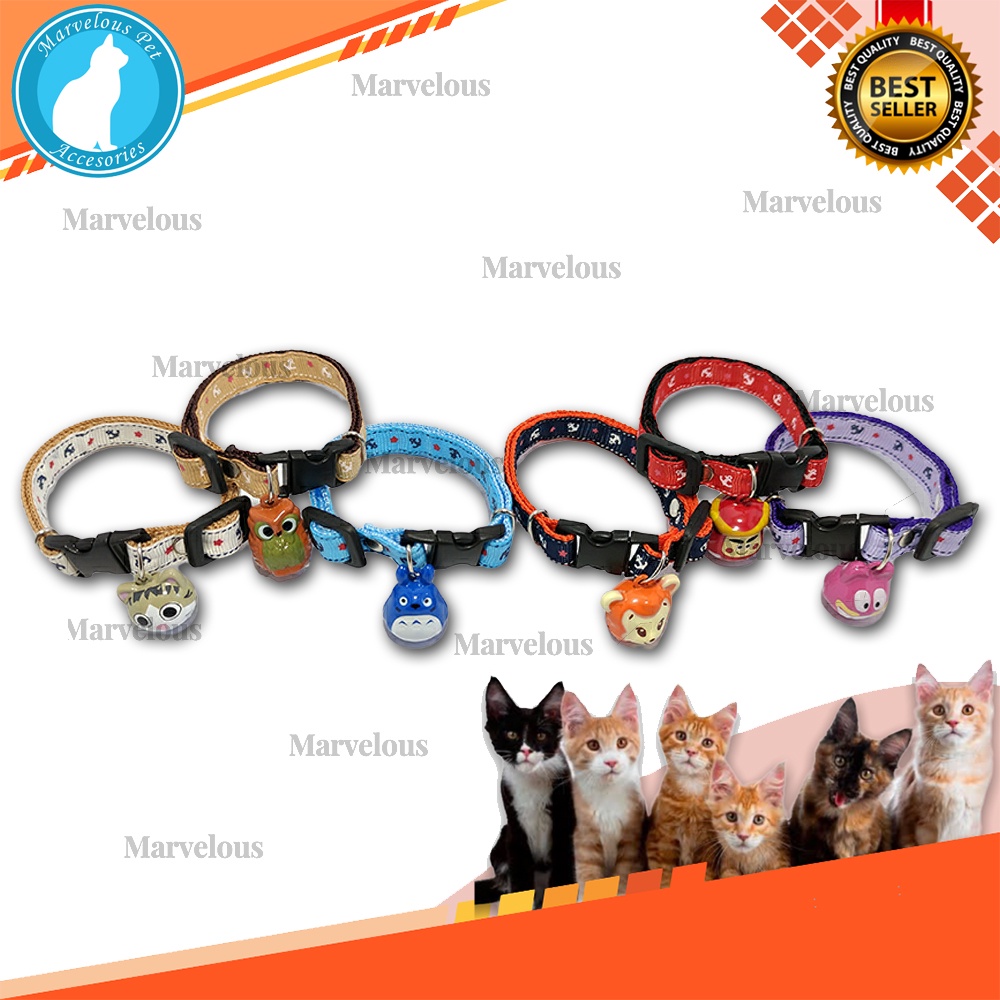 Kalung kucing lonceng karakter motif jangkar kualitas premium