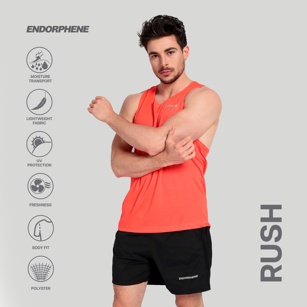 Baju Olahraga Pria Endorphene RUSH Running Singlet Pro Lightweight Edition - Bright Mango