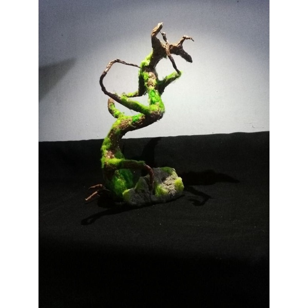 tanaman hias bonsai plastik artificial -pohon batang besar tanpa daun dan pot