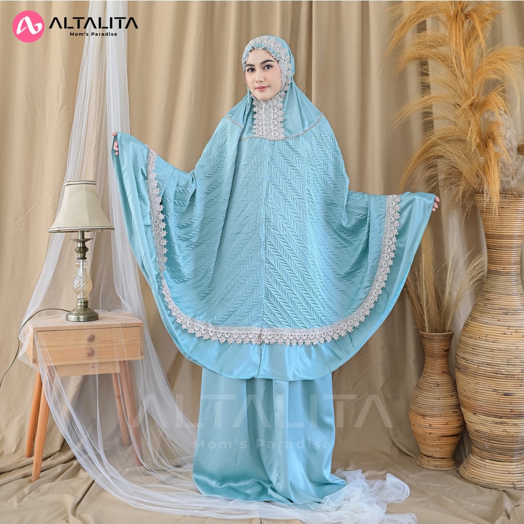 Altalita - Mukenah Dewasa Taleetha Renda Mewah Sutra Velvet Premium Jumbo Polos Adem Terbaru