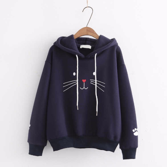 SWEATER HOODIE JUMPER CAT KUCING TERBARU Sweater Kucing Style Korea Musim Dingin Bahan Flece Tebal Pria dan Wanita