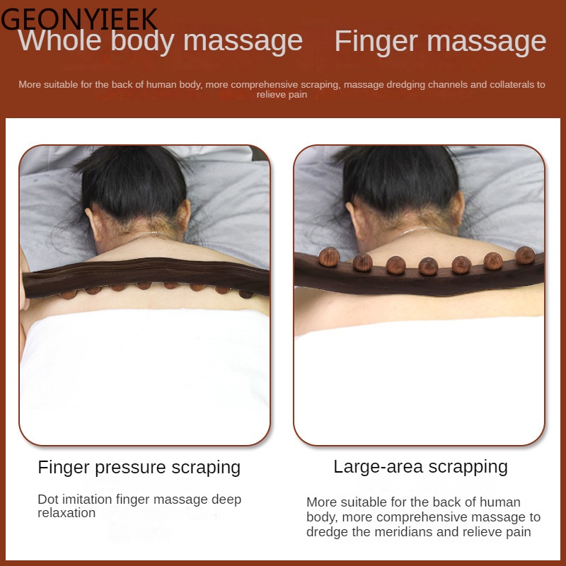 Tongkat Gua Sha Massage Stick 10 Manik-Manik Bahan Kayu Untuk Terapi Leher Bahu Punggung