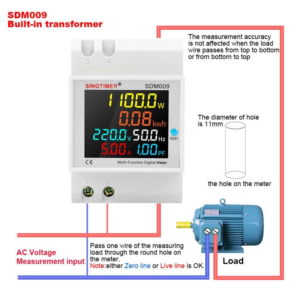 POPULAR Populer Din Rail Voltmeter Digital Profesional LCD Display AC 220V 110V 380V 100A Energi Listrik kWh Meter