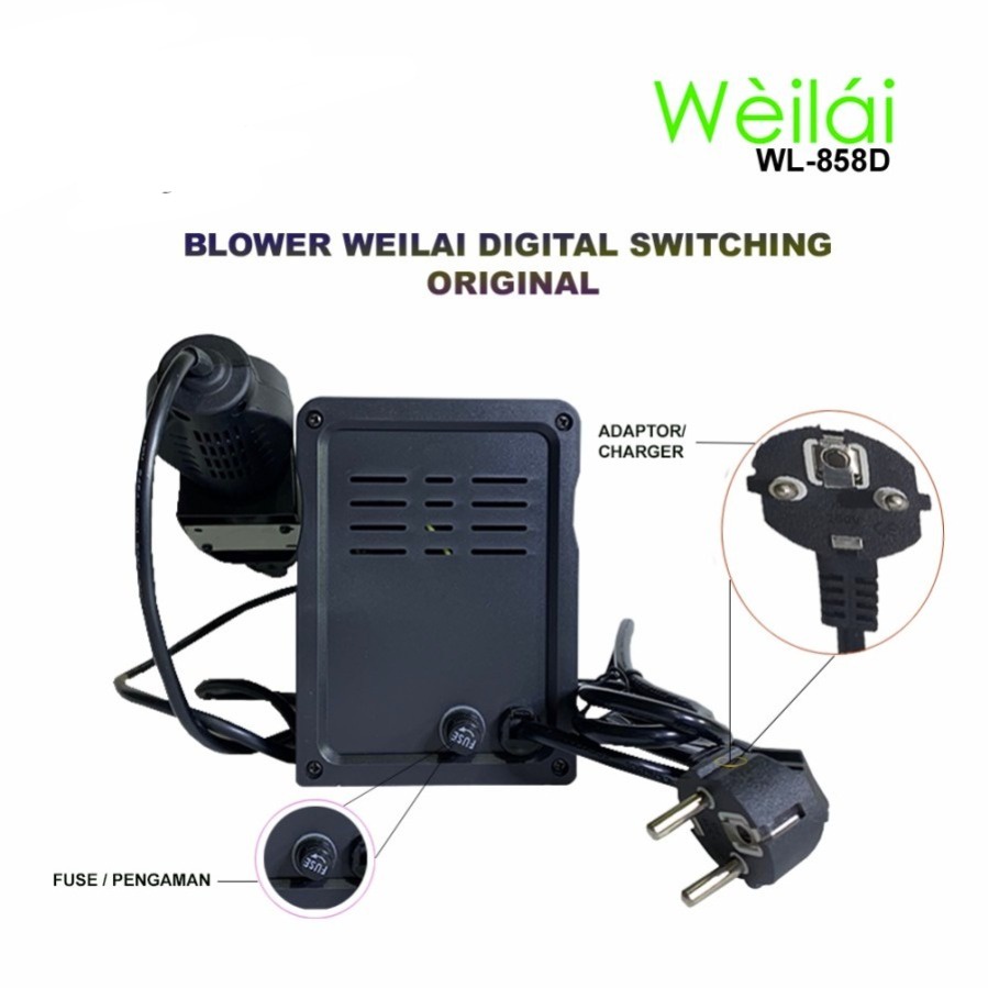 Weilai 858D Blower Digital / Solder Uap / Hot Air Rework Ori