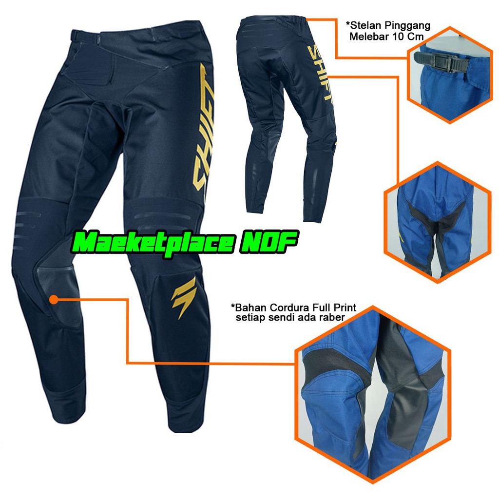 Celana trail tril enduro cros jersey trabas cross motocross adventure motor Pants Blue Navy gold sep