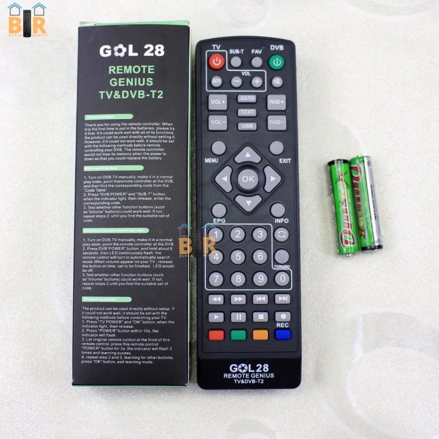 Remot Remote Genius Multi GOL 28 DVB T2 +pairing TV Universal Serbaguna All Merk