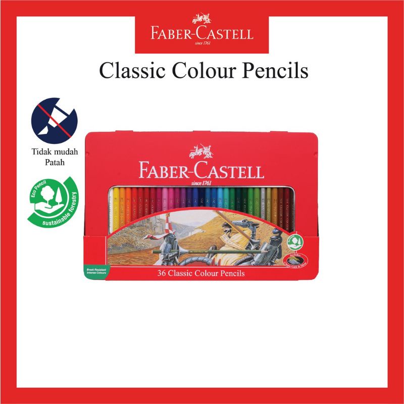 

Faber Castell Classic Colour Pensil Set 36 Tin Case / Pensil Warna Classic Isi 36 Kemasan Kaleng