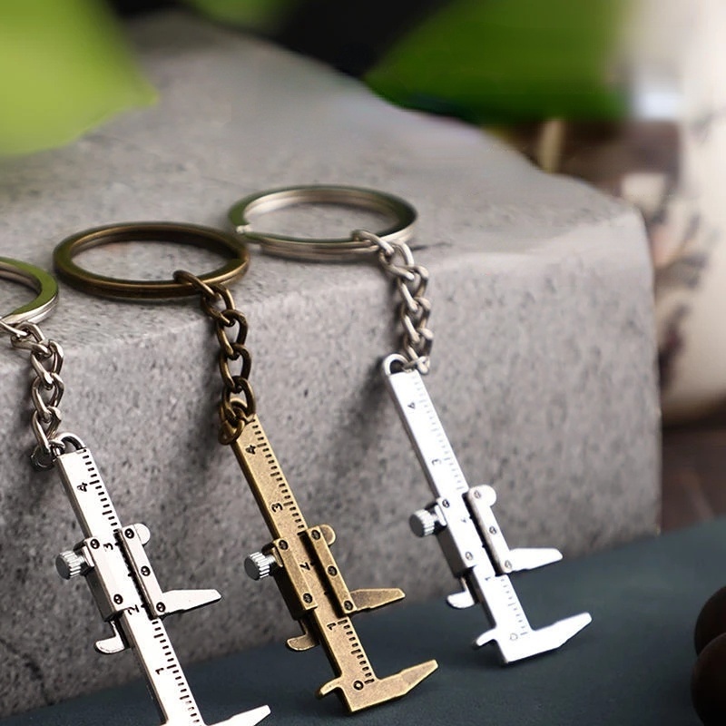 Mini Vernier Caliper Keychain Alat Ukur/Gantungan Kunci Model Simulasi Penggaris Vernier Caliper