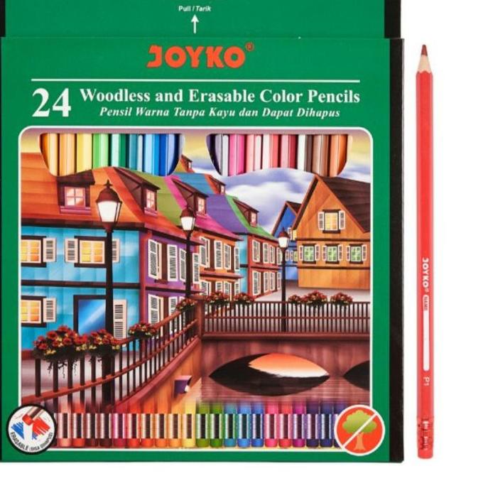 

Trendy 스 Pensil Warna Joyko Bisa Dihapus 24 Warna Panjang