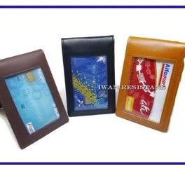 

ホ iD card holder kulit asli,name tag kulit asli double magnet New