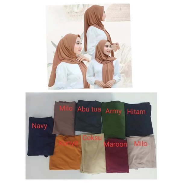 ( A036 ) JILBAB SEGITIGA INSTAN POLOS JERSEY DEWASA/KERUDUNG INSTAN WANITA