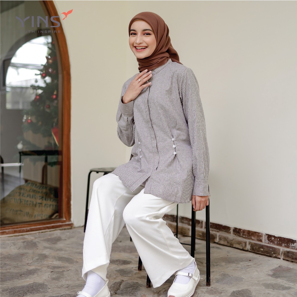 Inspire Top ITOP 09 Bahan Salur Ventura Atasan Wanita Simpel Casual Modern BISA COD